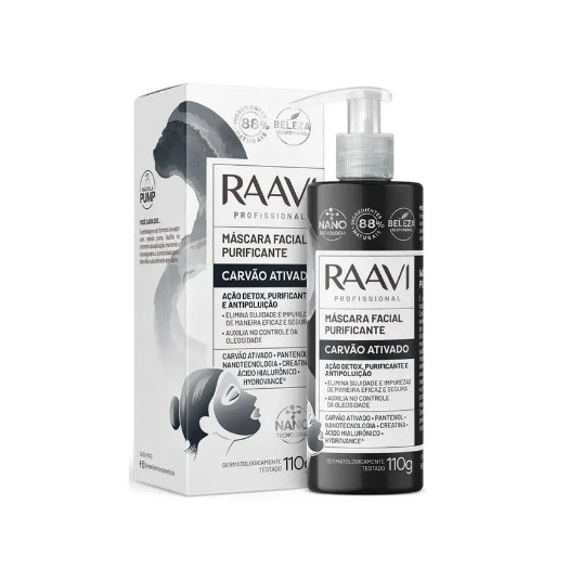 Máscara Facial  Raavi Purificante Carvão Ativado 110g