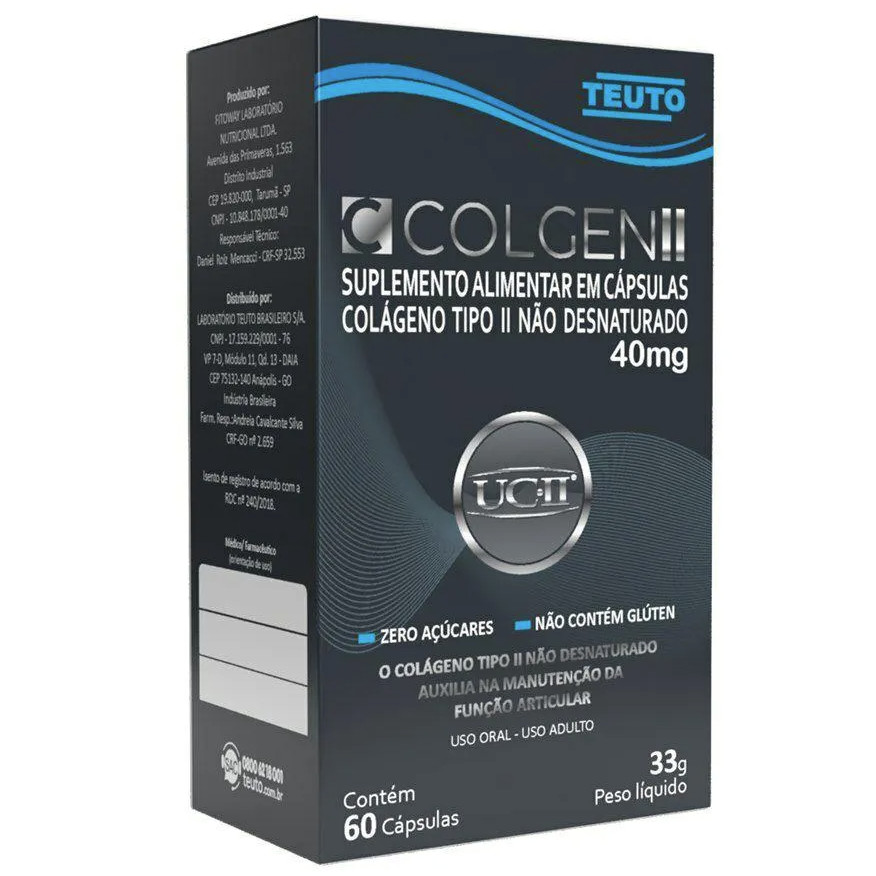 Colgen II - Colágeno UC Tipo 2- 40 mg Não Hidrolisado C/ 60 Cáps - Teuto em Oferta na Shopee