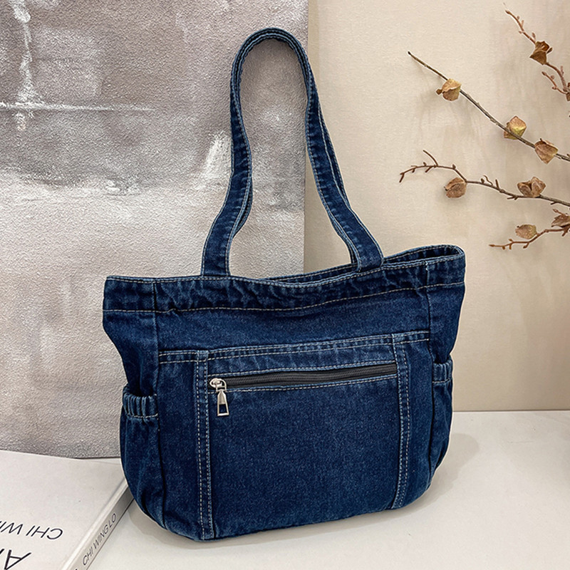 Bolsa jeans feminina estilo 2025 novo estilo moda Casual bolsa de ombro grande capacidade classe estudante bolsa Popular
