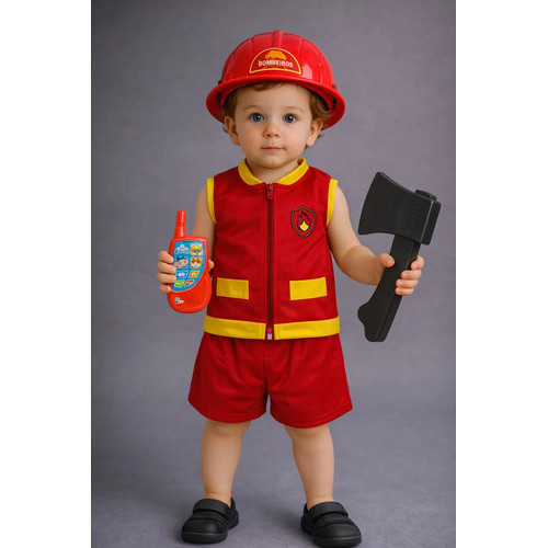 Fantasia Infantil Marshall Patrulha Canina Com Brinquedos Capacete Radinho