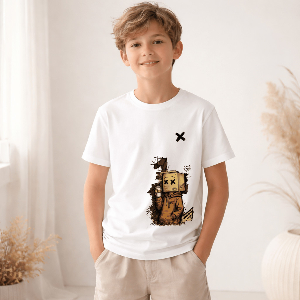 Camiseta Infantil e Juvenil Menino Papelão X 100% Algodão Premium Criança Personalizada Unissex Blusa Camisa