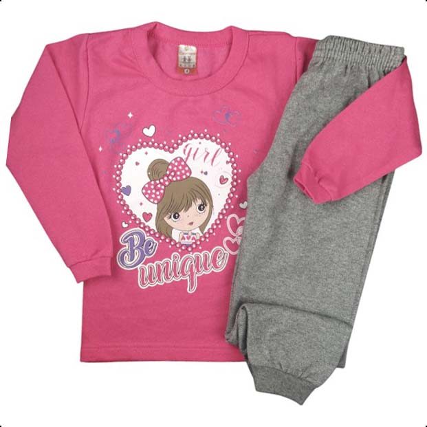 Conjunto de Moletom Menina Cleomara S/Capuz 1 Ao 8 em Oferta na Shopee