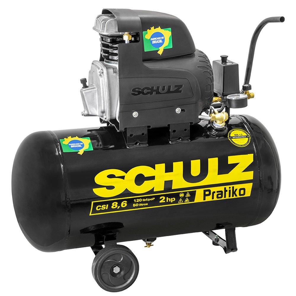 Compressor de Ar Pistão Pratiko CSI 50L 8,6 Pés 2CV com Rodas 110V SCHULZ