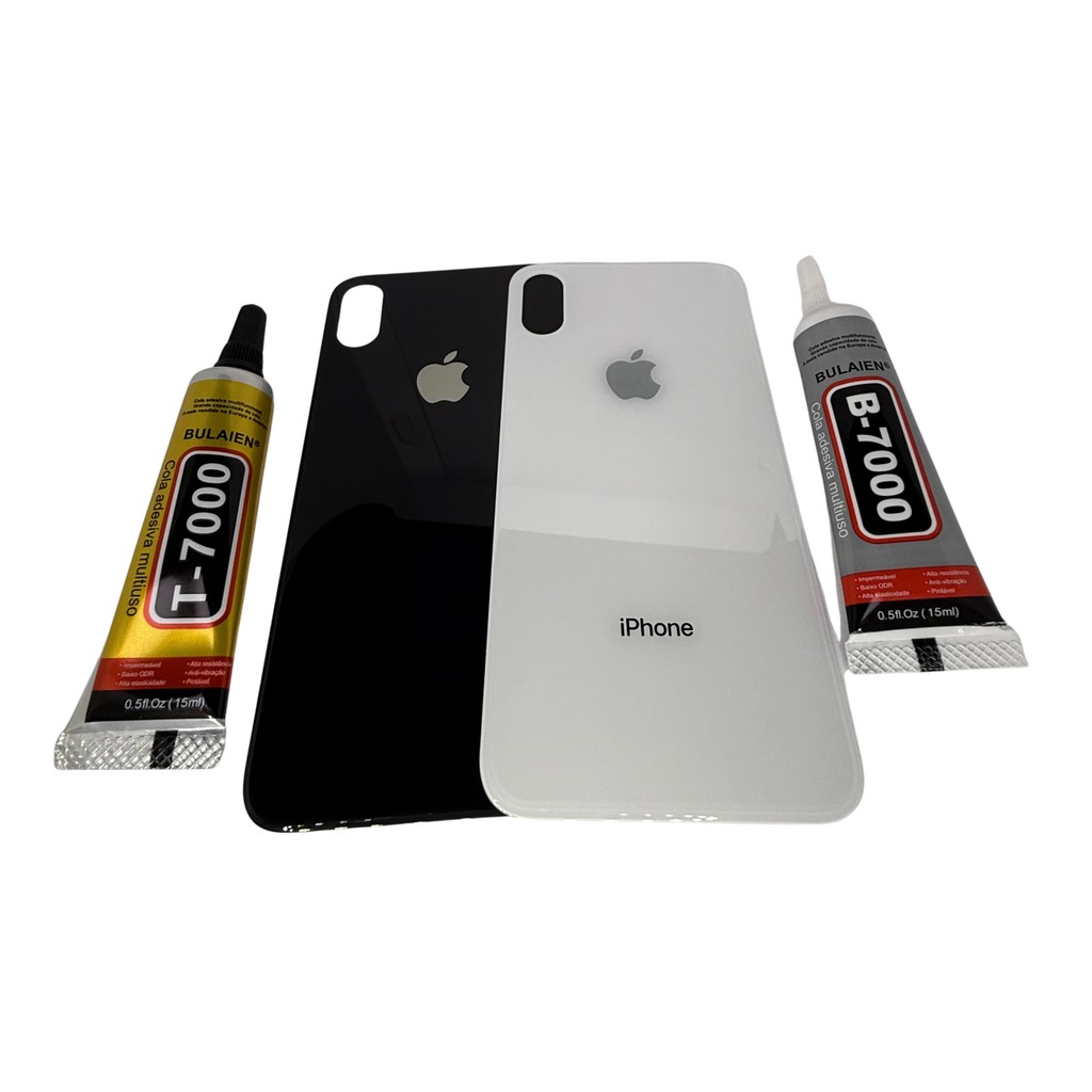 Tampa Vidro Traseira Para iPhone X  COM FURO MAIOR + Uma COLA 15ML em Oferta na Shopee