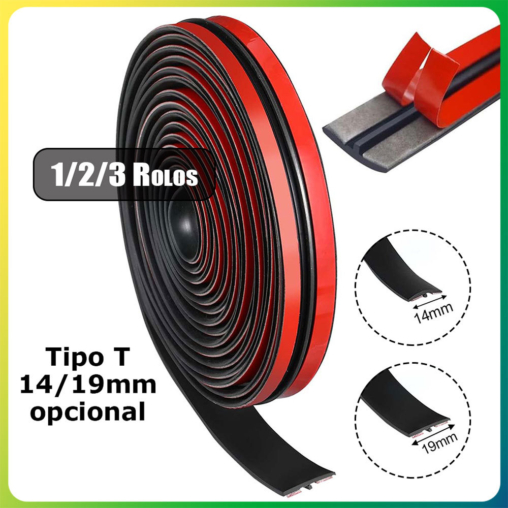 2/4/6m T-Type 14/19mm Tira de borracha Tira de isolamento acústico Tira de vedação Tira de proteção de pára-brisa de car