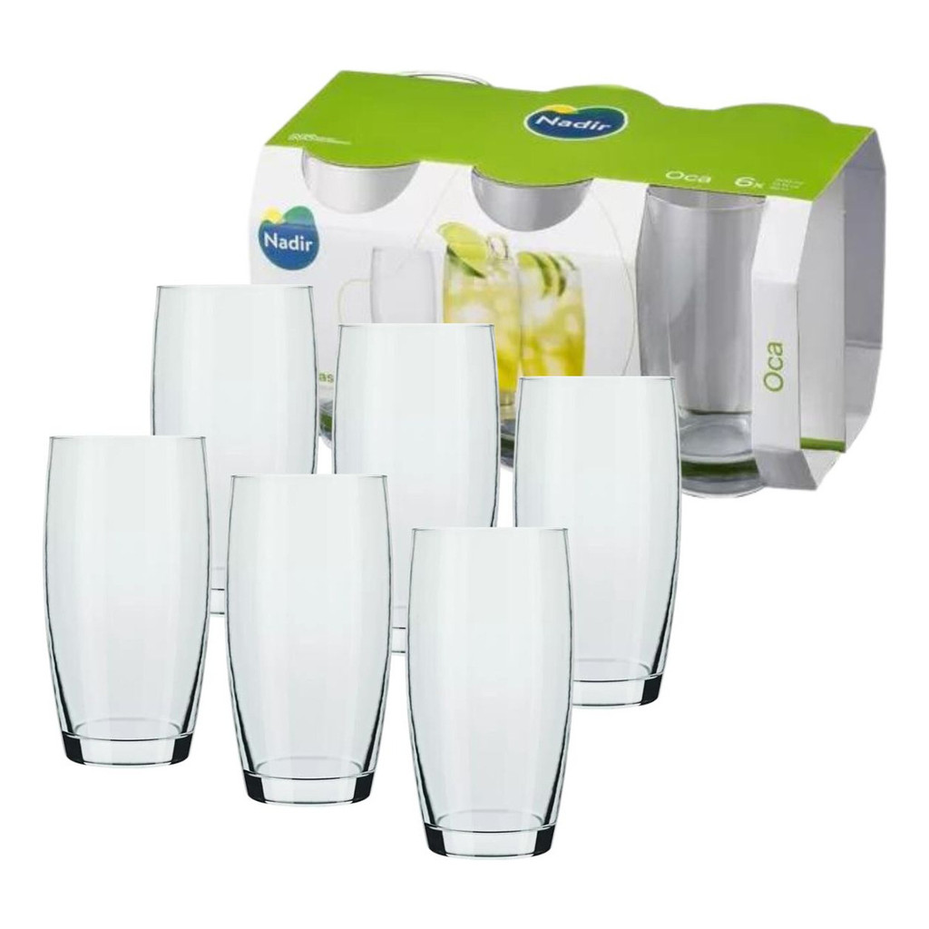 Jogo Copo Agua E Suco Vidro Nadir Oca 400ml - Kit 6 Pecas Cor Transparente