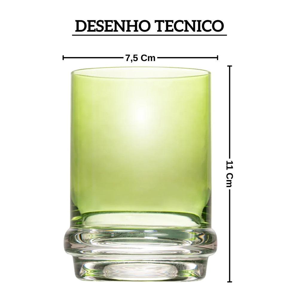 Copo Para Água De Vidro Verde 350Ml Hikko Ribeiro e Pavani — imagem 2 de 2