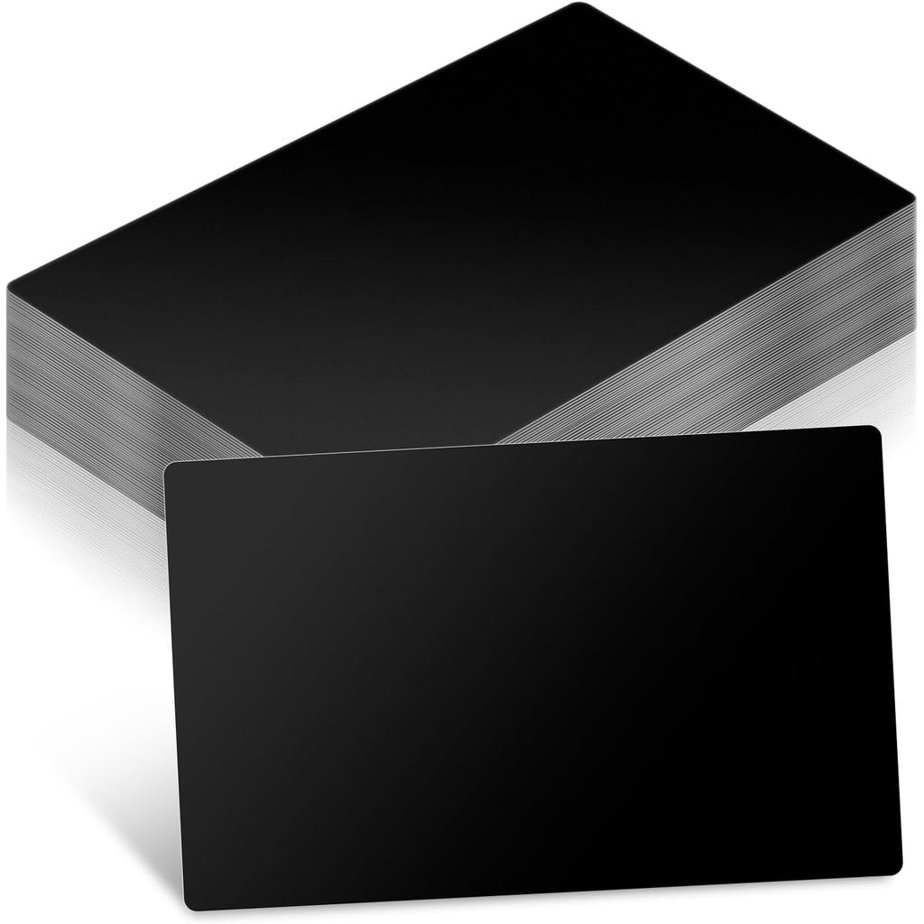 100 unidades de cartões de visita de metal preto, blanks de cartão de visita em liga metálica para gravação a laser, car