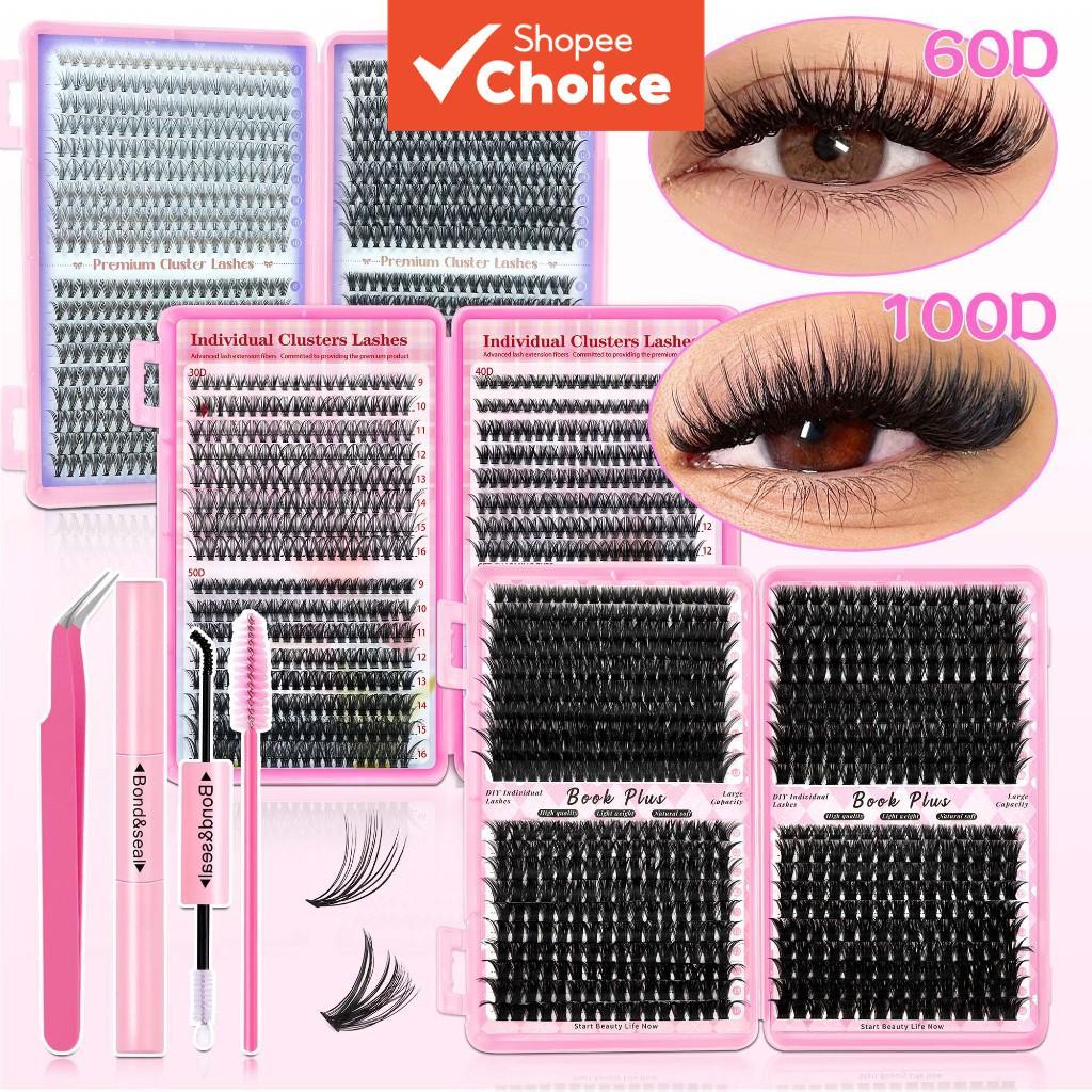 Kit de Extensão de Cílios 800Pcs Cílios Naturais e Espessos com Cola e Pinça para Iniciantes em Oferta na Shopee