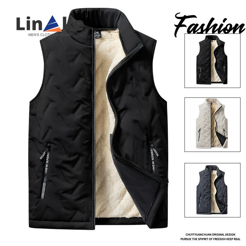 Outono E Inverno Moda Masculina Colete De Algodão Jaqueta casual Multifuncional plus size Quente Gola Alta Sem Mangas To