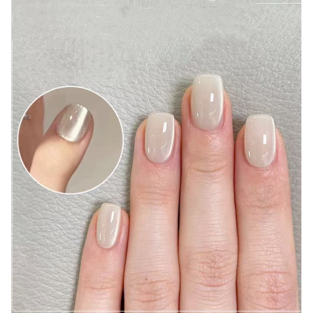 Unhas Postiças Decoradas Olho De Gato Rose Branca