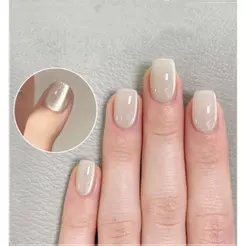 Unhas Postiças Decoradas Olho De Gato Rose Branca