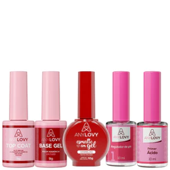 Kit Esmaltação em Gel Anylovy 5 Itens pH + Primer + Base + Top Coat + Esmalte - Escolha a Cor