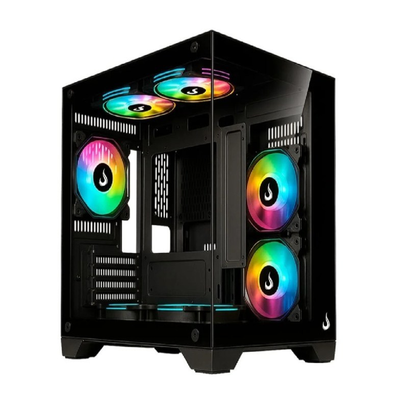 Gabinete Aquário Gamer Rise Mode Galaxy Glass Mini Preto  MATX ITX suporte para 7 fans (não incluso)