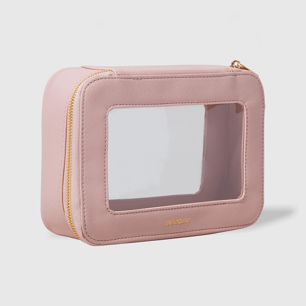 Nécessaire Nude com Transparência - Crystal Case em Oferta na Shopee