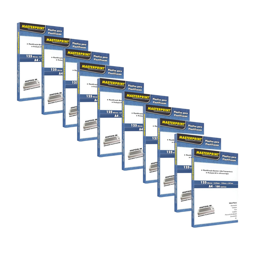 Plastico Para Plastificação A4 125 Micras (0,05mm) - MASTERPRINT Kit:Com 1000