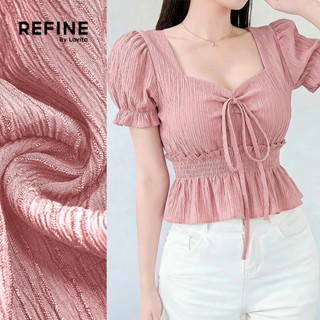 (Refine by Lovito) Blusa Casual Feminina Rosa com Laço Plissados e Babados para primavera/verão LR35E052 em Oferta na Shopee