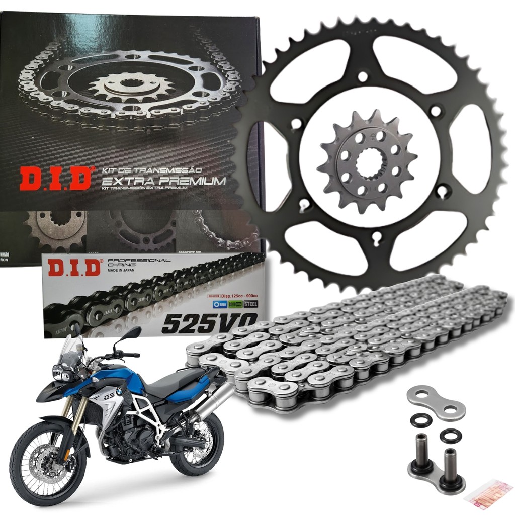 KIT RELAÇÃO TRANSMISSÃO DID PREMIUM BMW F800GS F800 GS 2008 A 2018 42/16T 525VO-116ZB