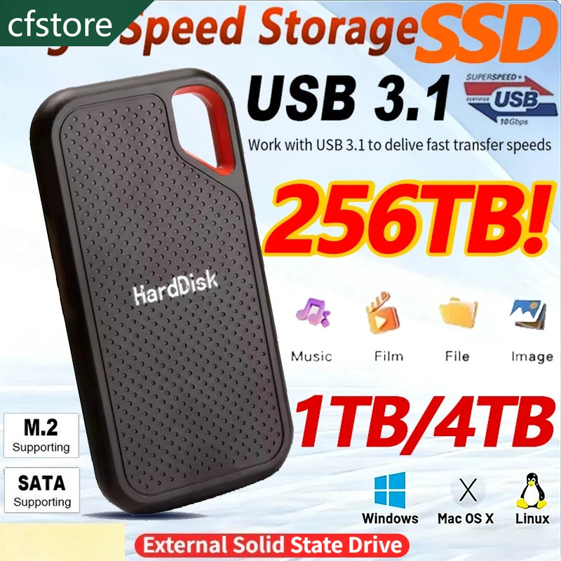 Disco Rígido Externo SSD Portátil De 2TB , Unidade De Estado Sólido De Alta Velocidade De 1TB , Maciço De 128TB , USB3.2