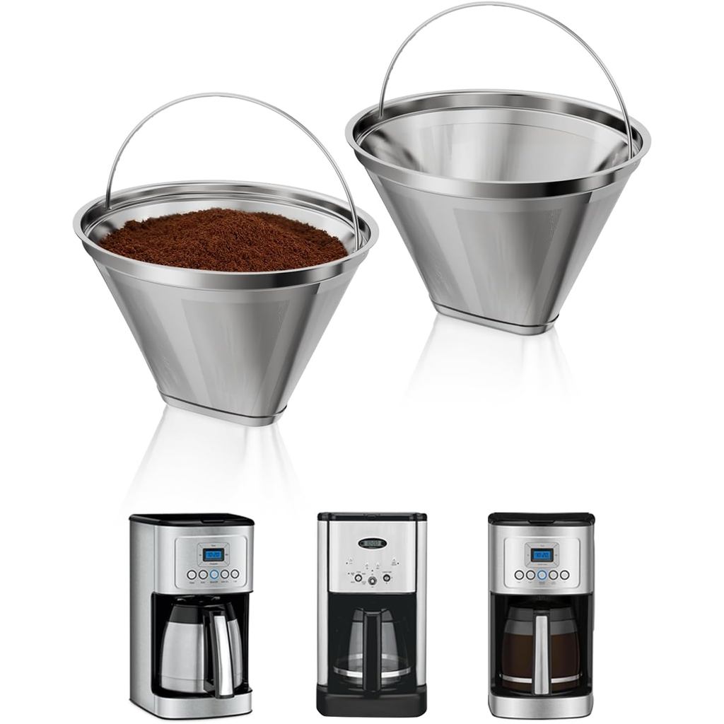 Conjunto de 2 Filtros de Substituição em Aço Inoxidável para Cafeteira Programável Cuisinart - Filtros de Café em Cone R