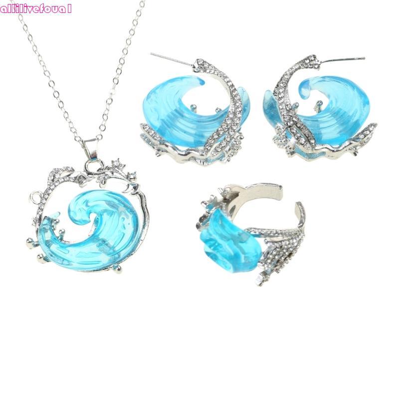 allilivefoua1 Anéis Oceano Exclusivos, Joias Para Namoro, Tema Do Mar, Conjunto, Brincos Redondos Da