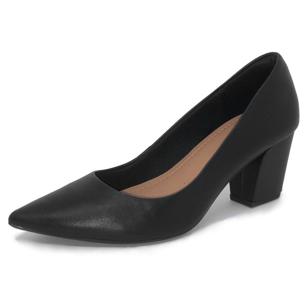 Scarpin Feminino Salto Bloco Conforto Casual Couro Usaflex