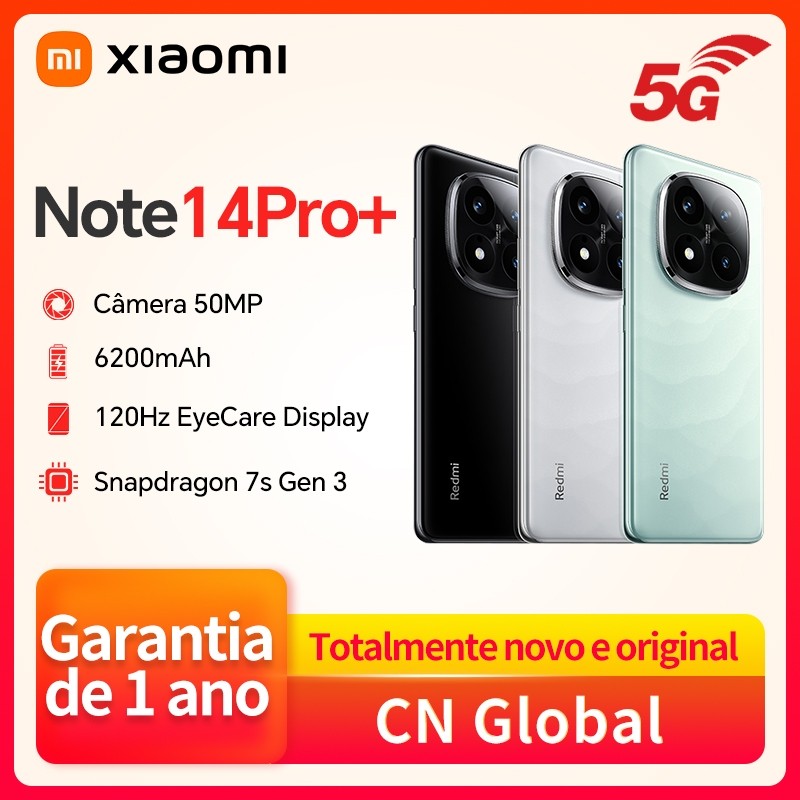 Original Xiaomi redmi note 14 pro plus 5g Celular 512GB 50mp câmera 6200mAh CN Global