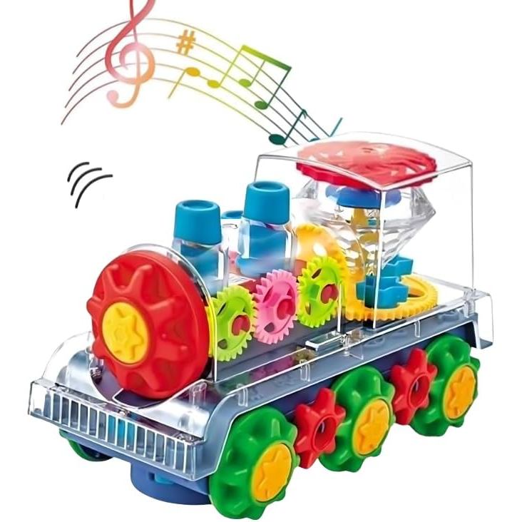 Brinquedo de Trem com Motor, Sistema de Engrenagens Transparente Móvel, Luz e Som Elétricos, Brinquedo Musical de Trem c