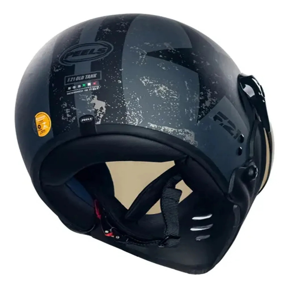Capacete Peels F21 Old Tank Preto Chumbo Fosco