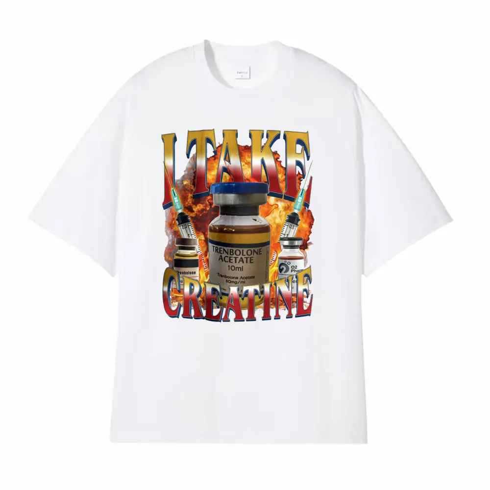 Camiseta Masculina Academia Creatine  Lançamento 100% algodão Unissex Plus Size Oversized Premium - Estampaê
