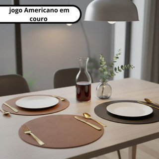 Jogo Americano Redondo em Couro Sintético PU 38cm Mesa posta em Oferta na Shopee