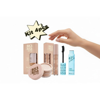 Kit Boca Rosa 4PCS Maquiagem  Base + Corretivo + Pó Mármore + Meu Volumão Hot Sale em Oferta na Shopee