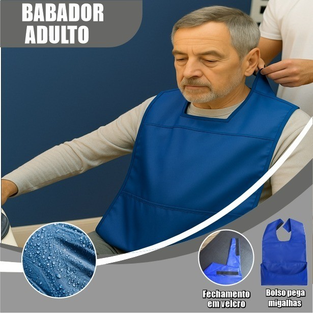 Babador PVC Adulto Impermeável Reutilizável Bolso Lavável Refeição Proteção Leve Tecido em Oferta na Shopee