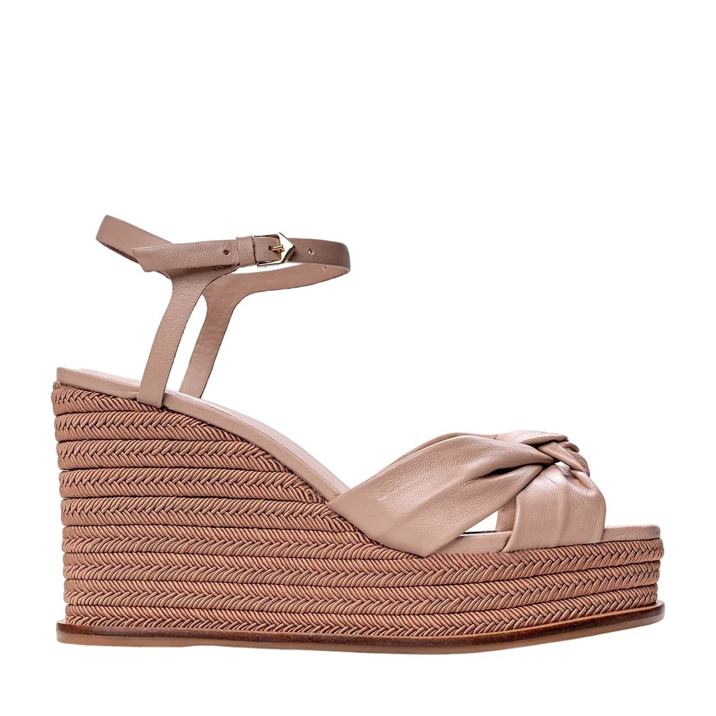 Sandalia Carrano Anabela Knot Couro Bege 38 - 4083467