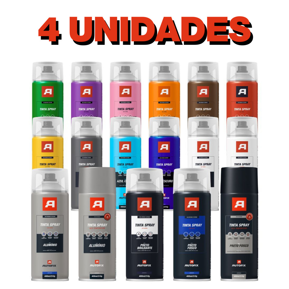 Kit 4 Tinta Sprays de pintura Uso Geral 400ml - Todas Cores - Entregas Rápidas