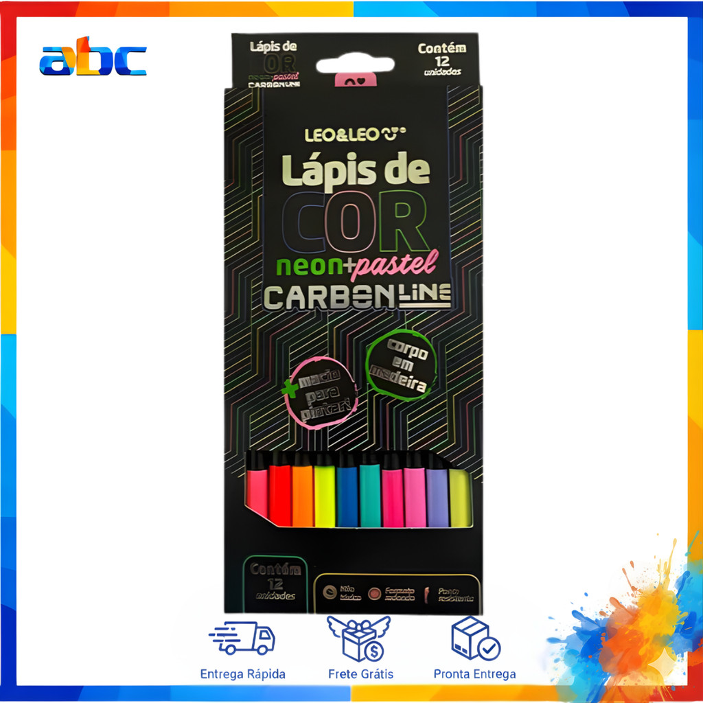 Kit Lápis De Cor Neon+Pastel Carboline Leo&leo