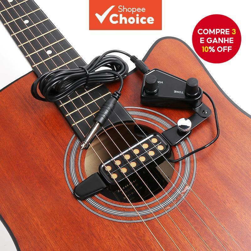 12 Buracos Acústico Guit ar Captador P-011 Som Buraco Transdutor Magnético Com Tom Controlador De Volume Cabo Áudio Aces em Oferta na Shopee