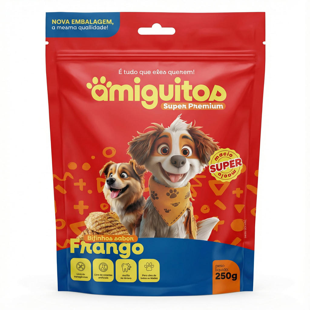 Bifinho para Cães Amiguitos Super Premium Frango 250g Macio