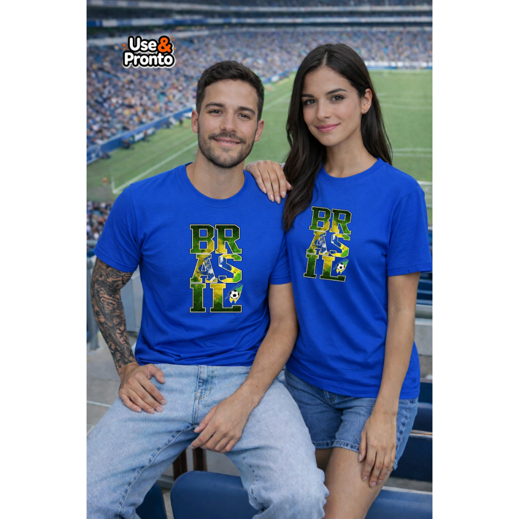 Camiseta Blusa Brasil Algodão Unissex Azul Copa do Mundo | Torcedor Futebol Seleção Brasileira