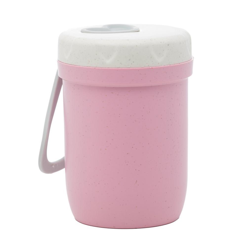 Pote Térmico Lyor Parede Dupla Alça de Silicone e Tampa Rosa