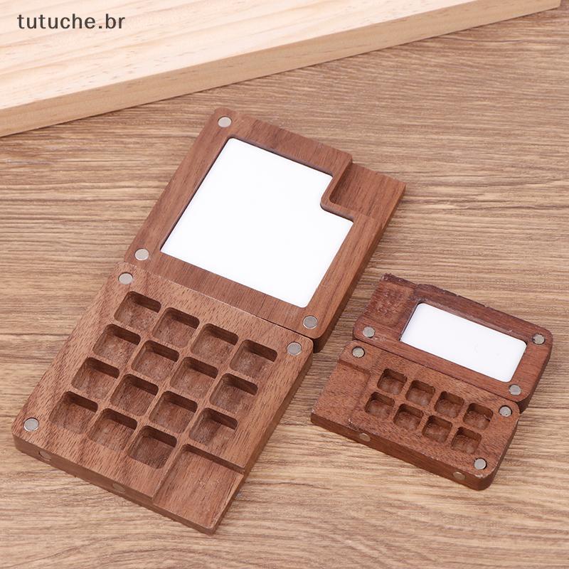 TU Portátil Paleta De Aquarela Caixa De Pintura Artesanal Vazia Nogueira Acrílica Aquarelas BR