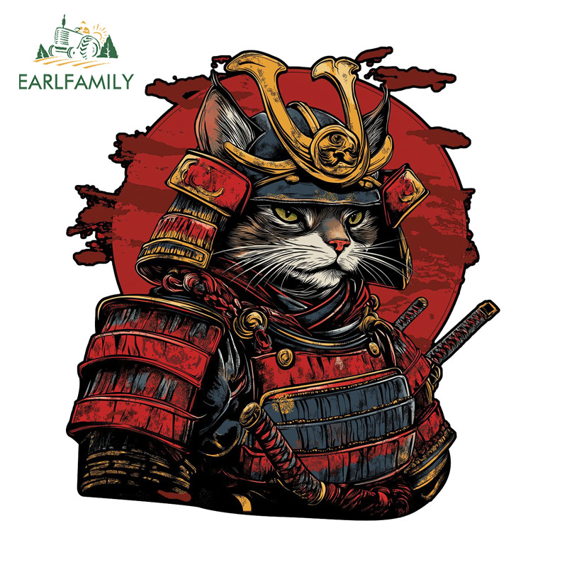 EARLFAMILY Samurai Gato Adesivos De Carro Elegante Oclusão Zero CamperTruck Espelho Retrovisor Bicicleta Elétrica JDM De
