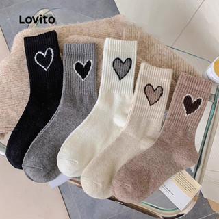 Lovito 5 Pares Meias Fofas Elásticas 4 Vias Pacote Combinado Mulheres LNE130049