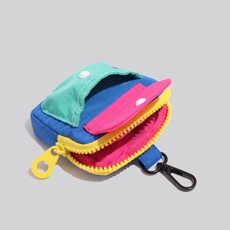 [largeloohg] Bolsa De Moedas Portátil Com Zíper , Cor Contrastante , Fone De Ouvido , Carteira Multifuncional , Uso Diár