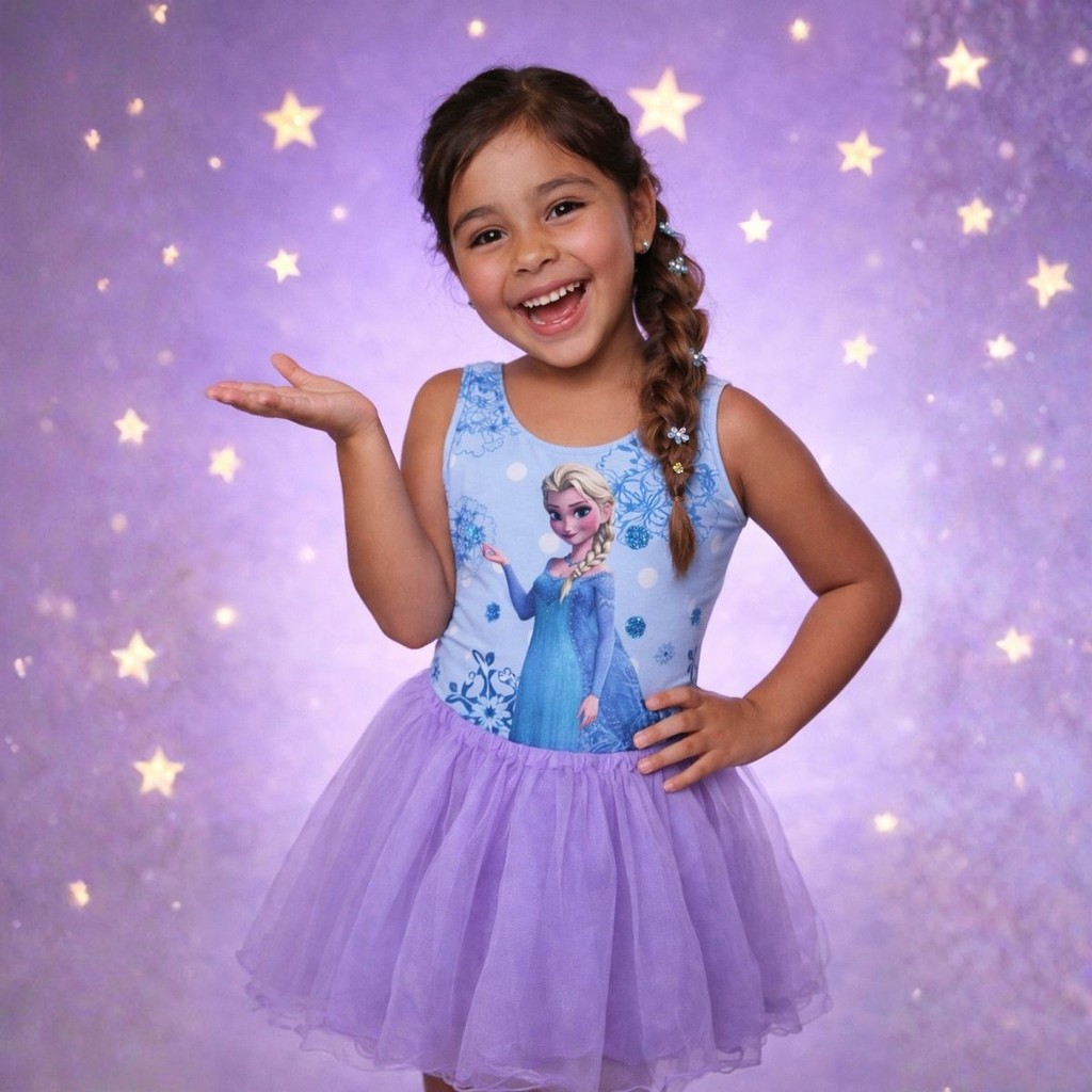 Body Collant Infantil Elsa Frozen Fantasia Menina