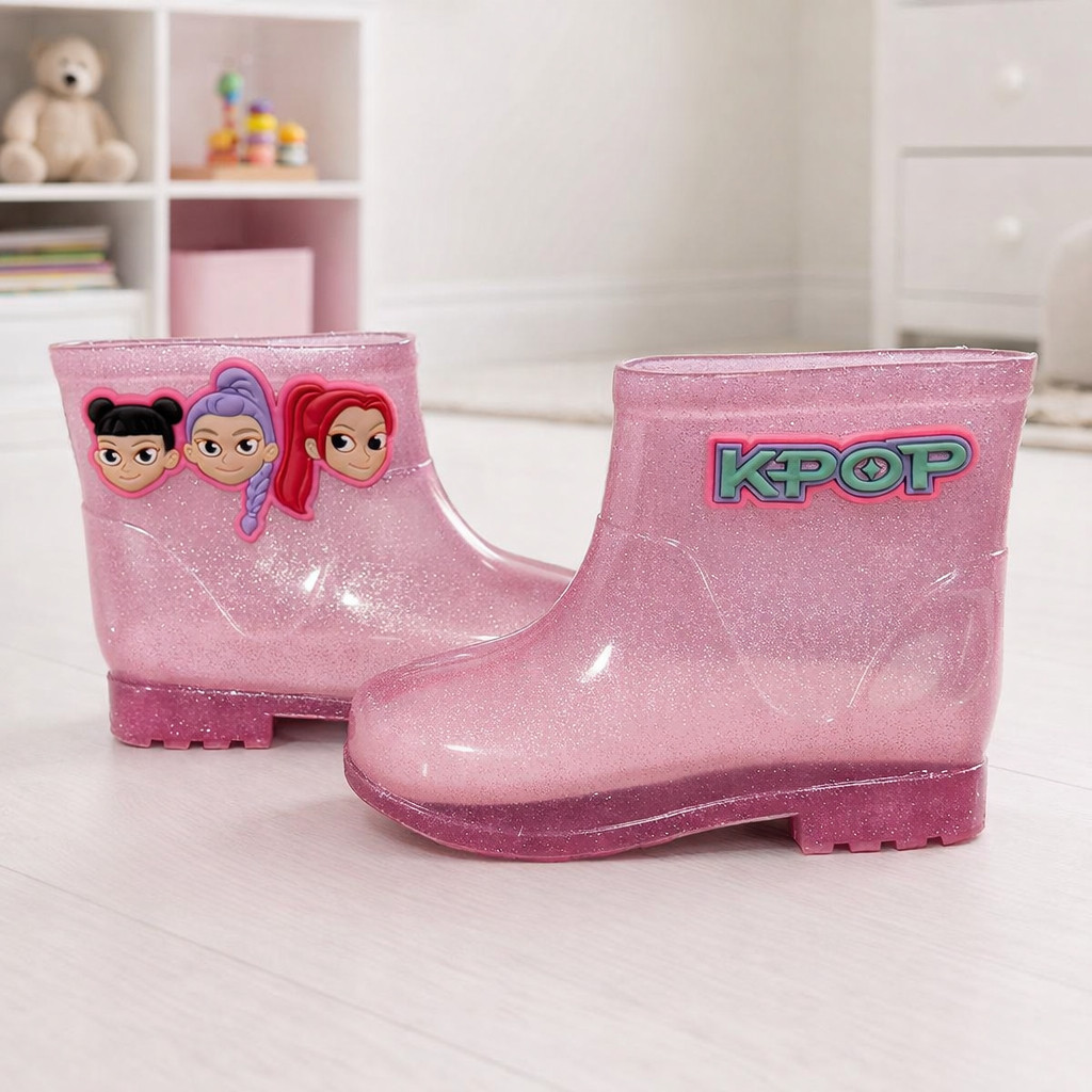 Galocha Bota Infantil Guerreira Meninas Kpop Estilosa Criança Feminina Leves Confortável Impermeável