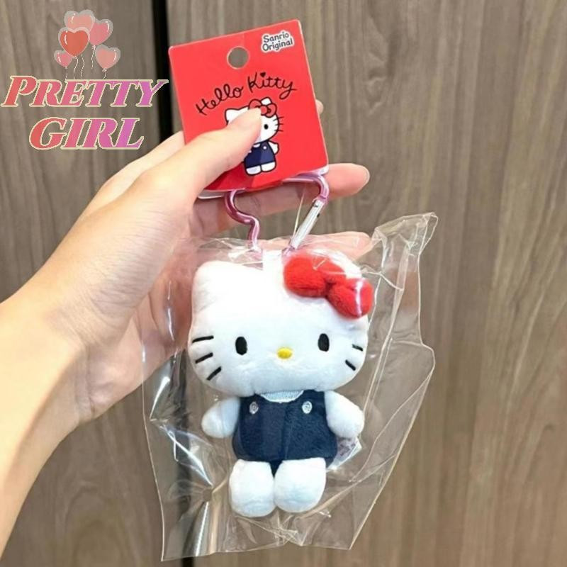 [Pretty ggirl] 10 Cm Sanrio Hello Kitty Chaveiro De Pelúcia Kawaii Cartoon Coração Fivela Brinquedo Pingente Bolsa Fofa