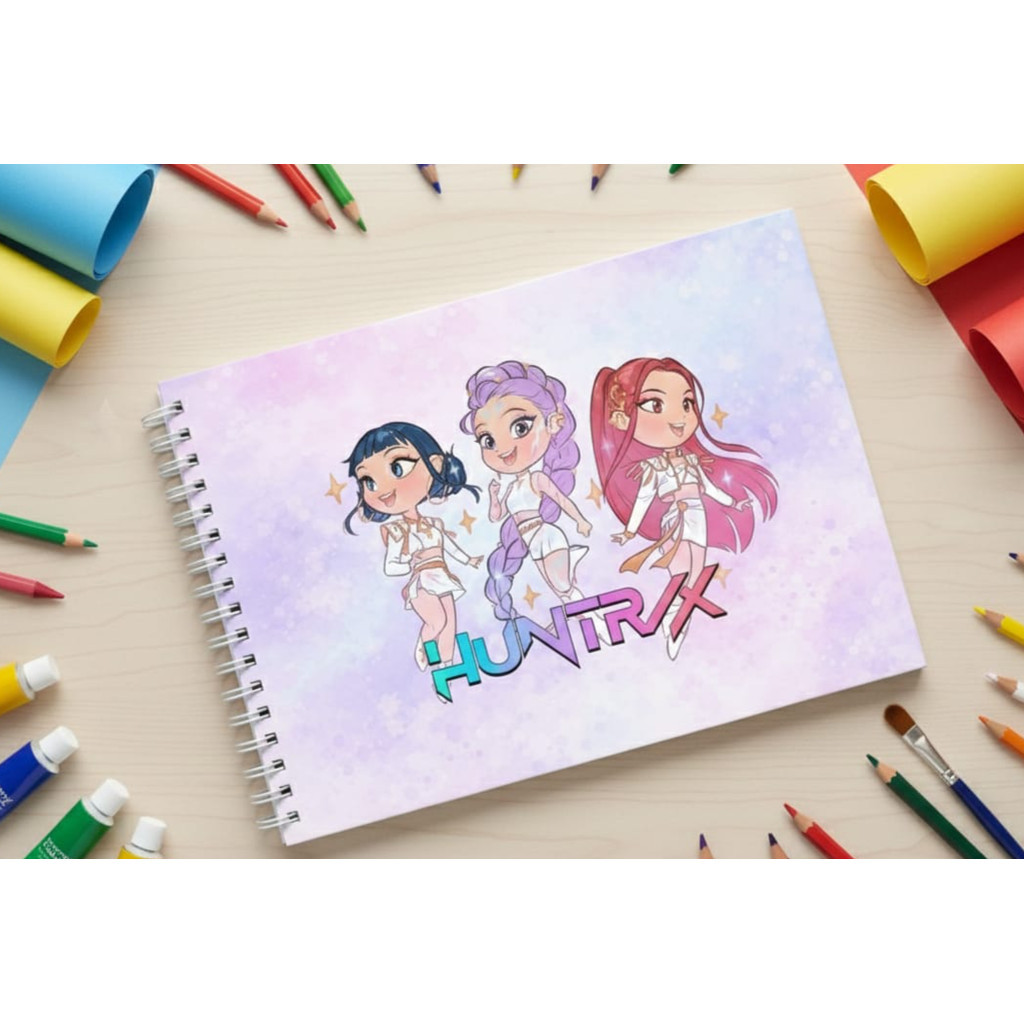 Caderno de desenho guerreiras o Kpop Huntrix material escolar volta as aulas escola infantil em Oferta na Shopee