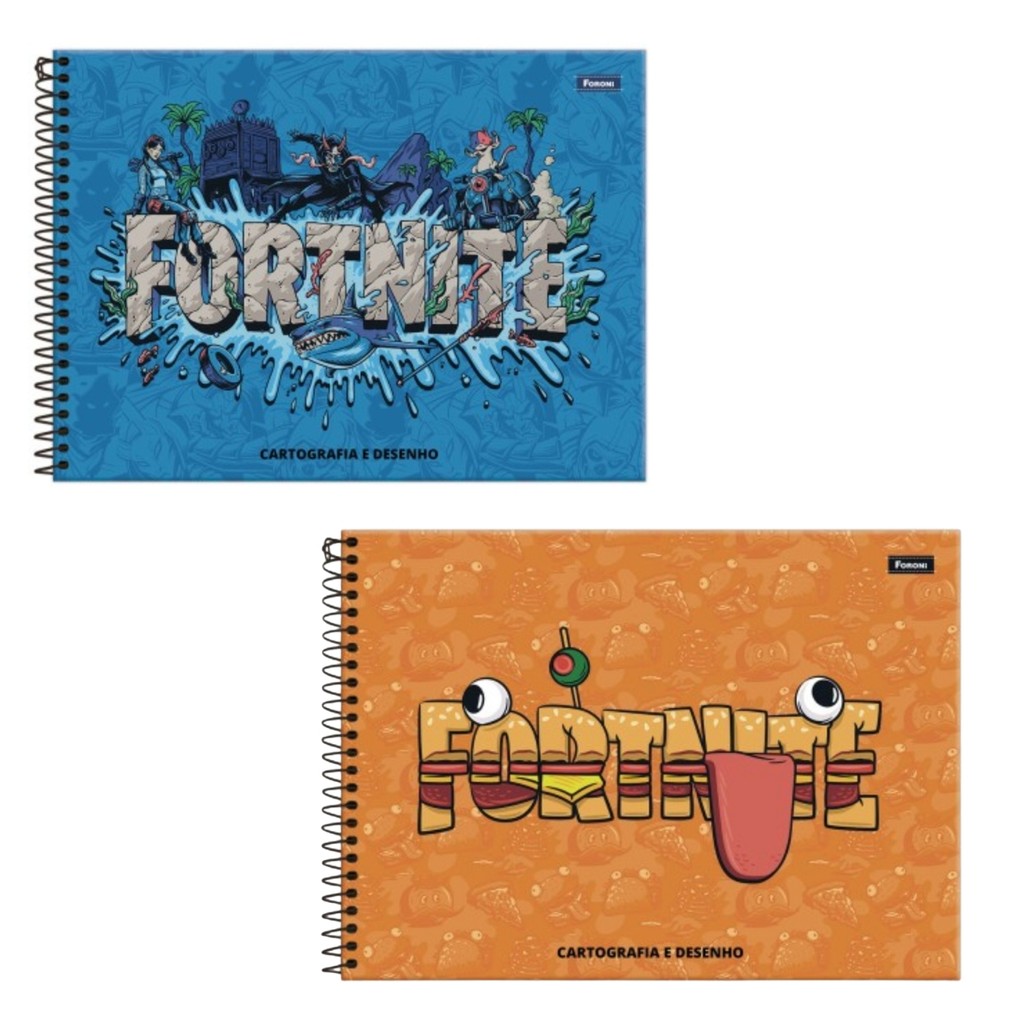 Caderno Cartografia Capa Dura C/80 Folhas Fortnite - Foroni