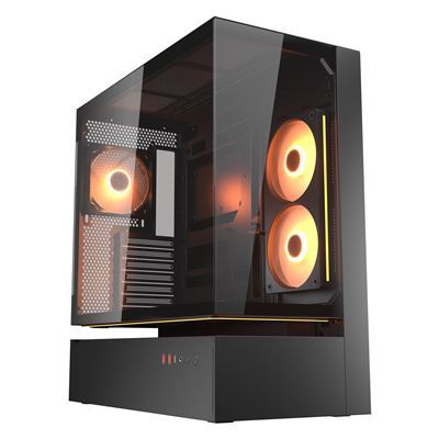 Gabinete Gamer Cougar CFV235, Mid-Tower, Vidro Temperado, 1 Fan ARGB, Suporte Radiador 240mm, Preto - 382DA40.0001